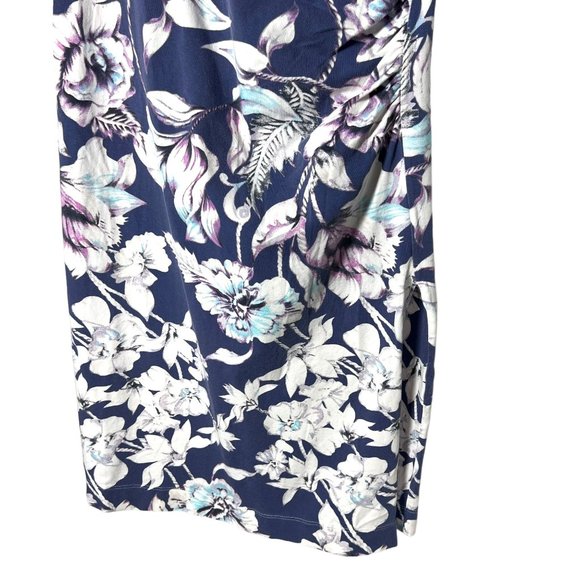 Soft Surroundings Blue Surplice Neckline Short Sleeve Floral Knee Length Dress X - Picture 3 of 9